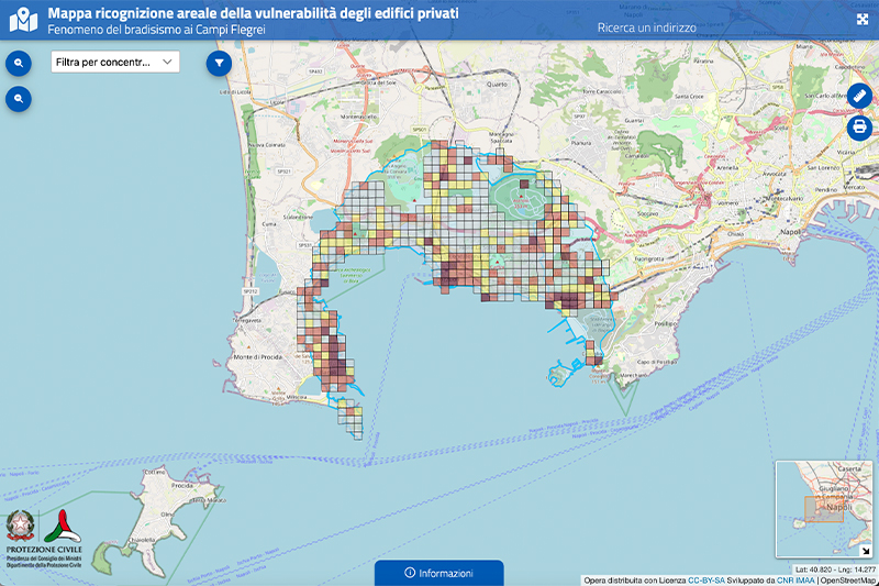 Map of the areal assessment of vulnerability in the Phlegraean Fields intervention zone